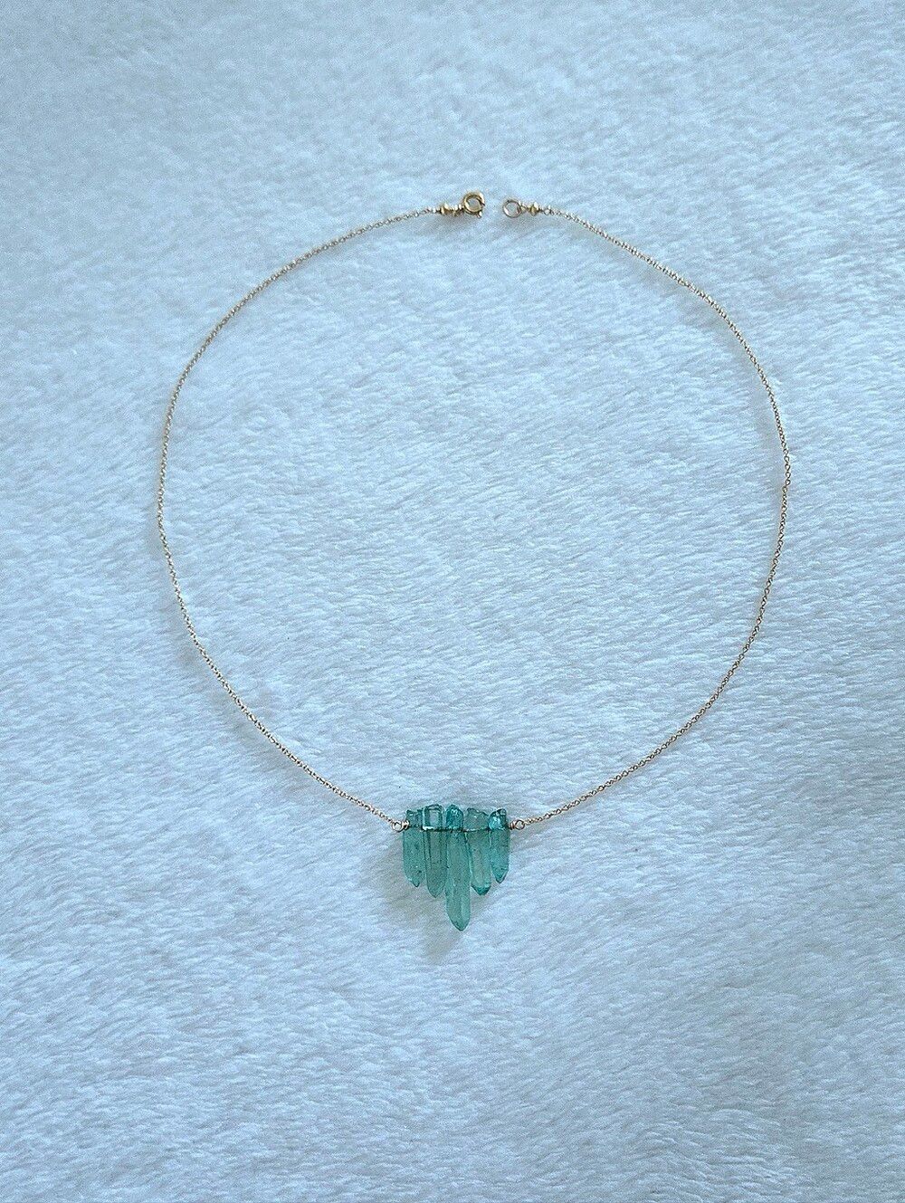 ✨️HP✨️ Maimoda Natural Green💚 Aqua Crystal🔮 Quartz Points Necklace